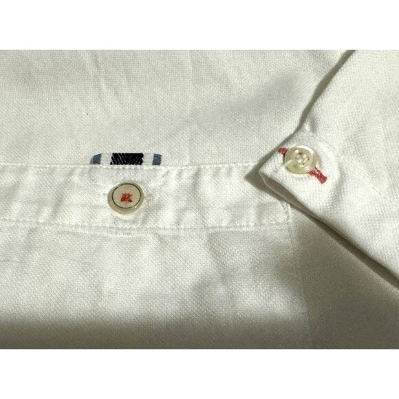Ted Baker White Button Front 100% Cotton Nautical Theme Short Sleeve Shirt Sz 4 - Picture 9 of 11